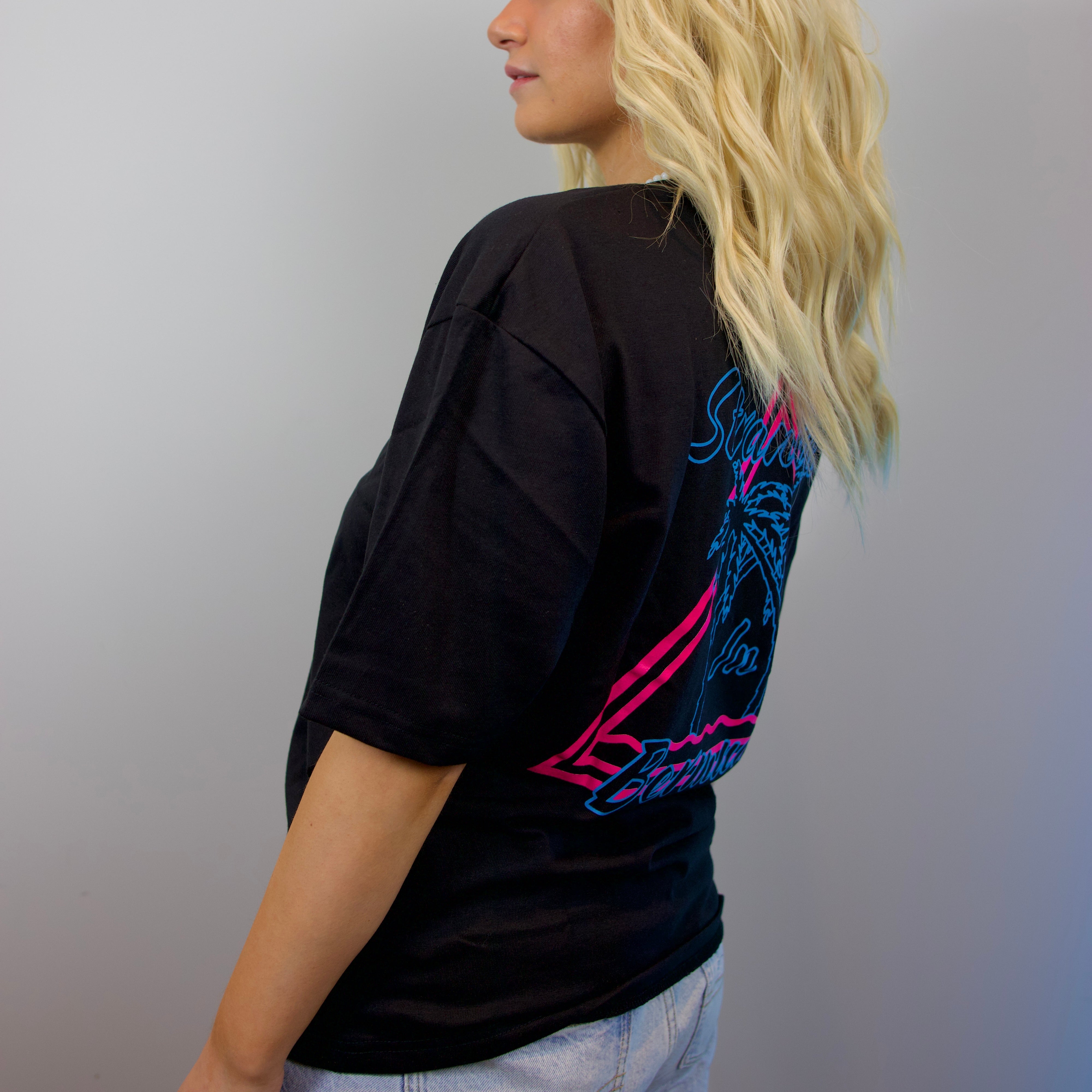 Premium streetwear model in luxury stranded t-shirt made in Portugal
