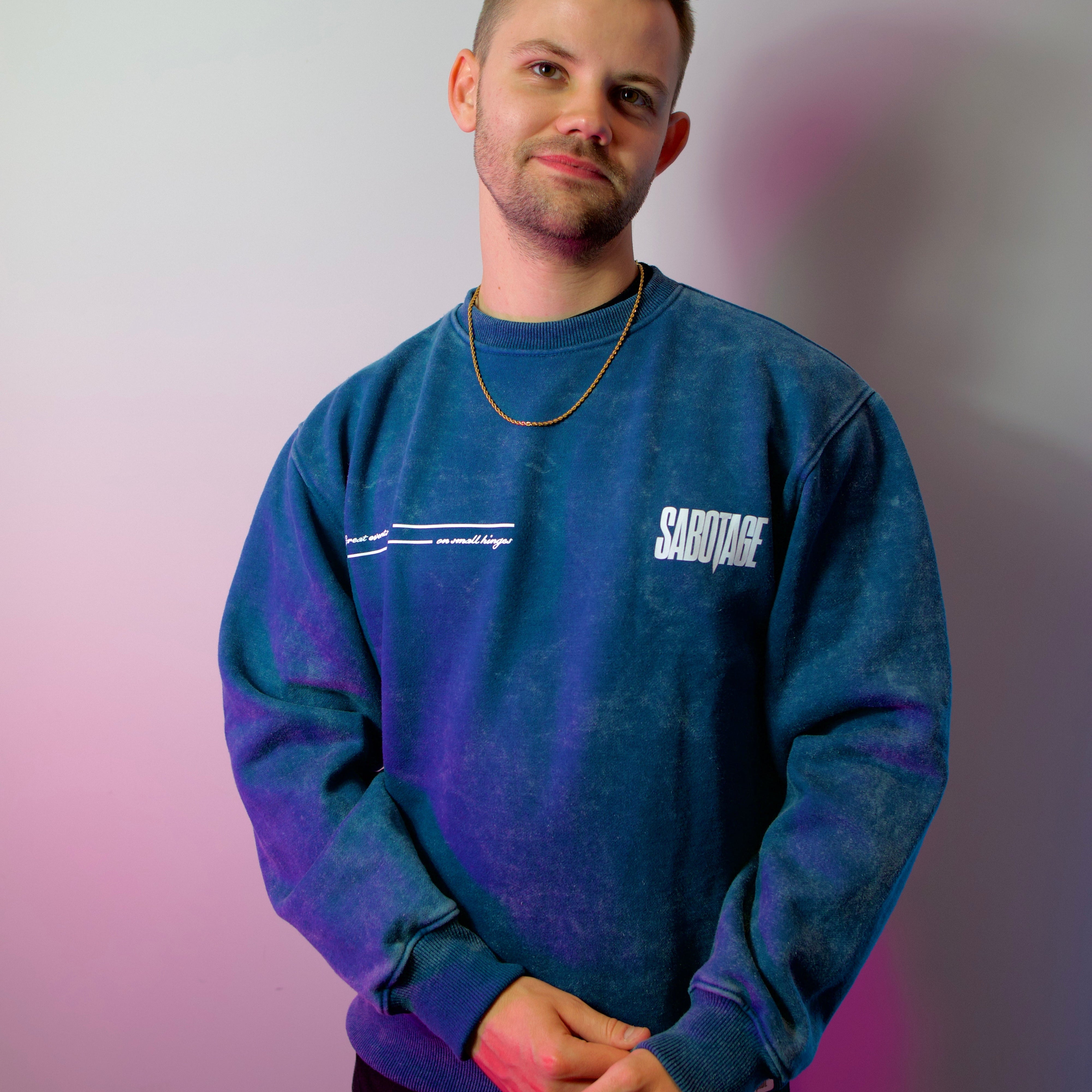 Model in luxury great events sweatshirt front 