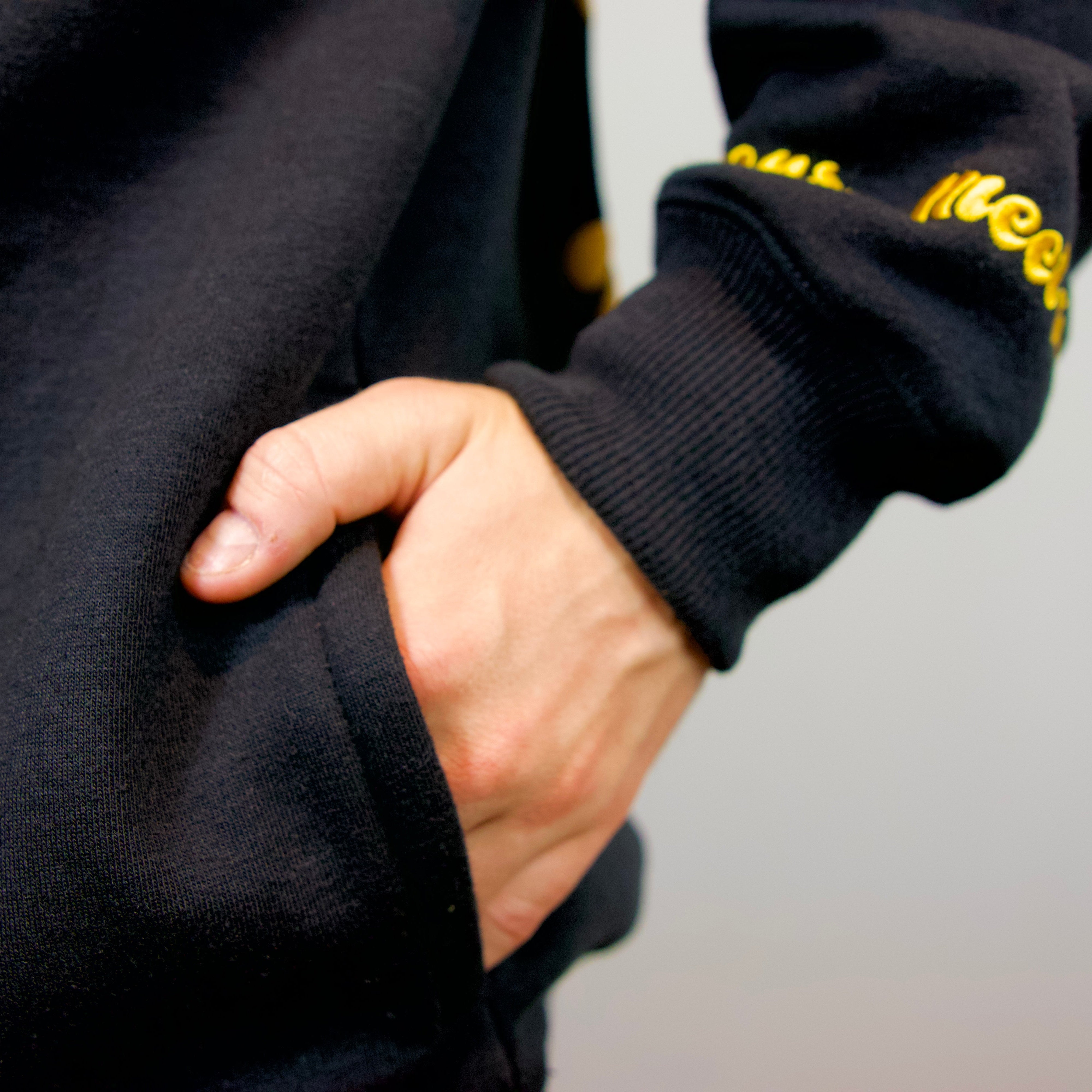 Luxury Lemon Hoodie premium cotton pocket and sleeve detail