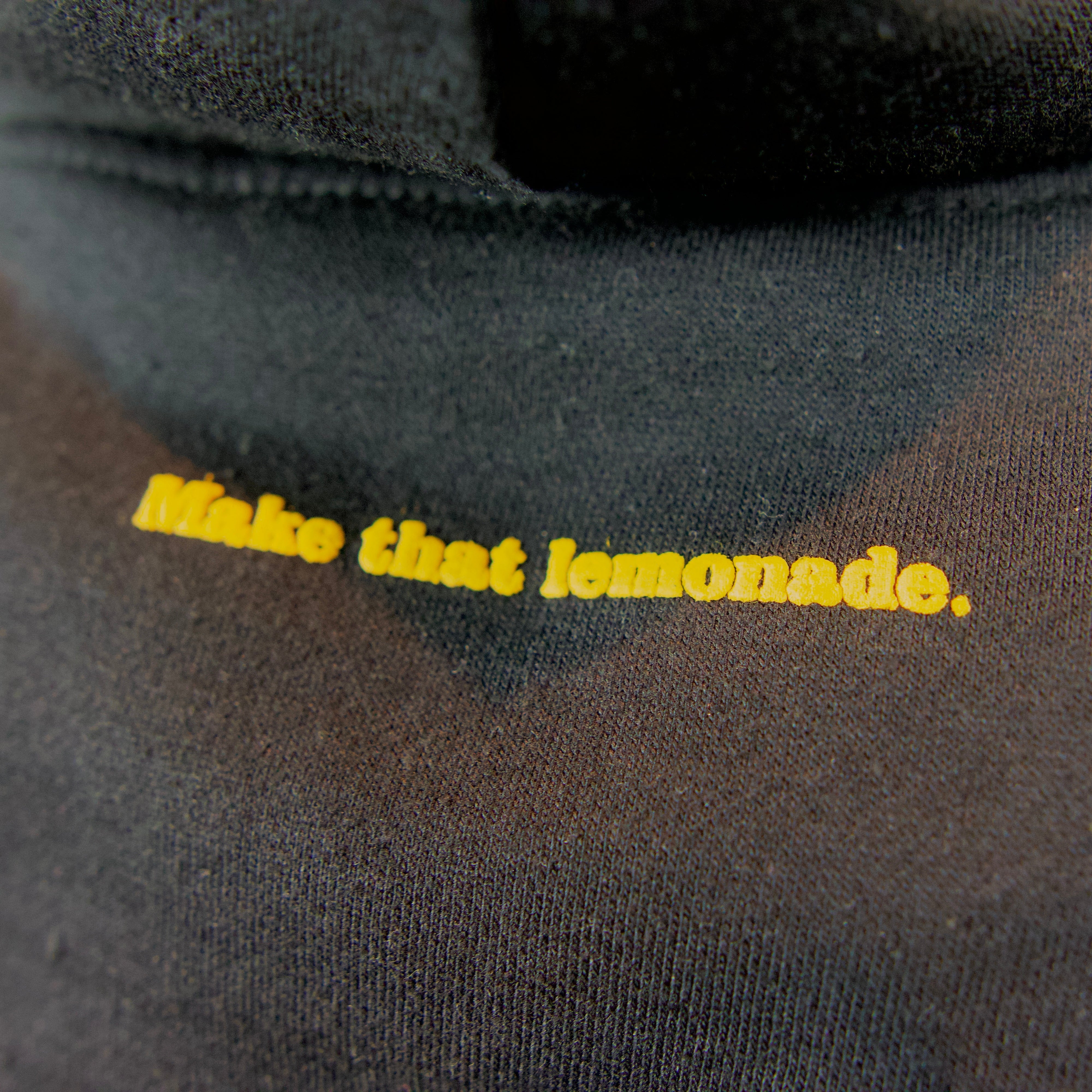 Luxury Lemon Hoodie back hood writing detail premium Portuguese cotton streetwear